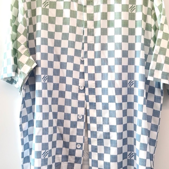 Louis Vuitton Green and Blue Checkered Casual Button Down Shirt - Picture 8 of 8